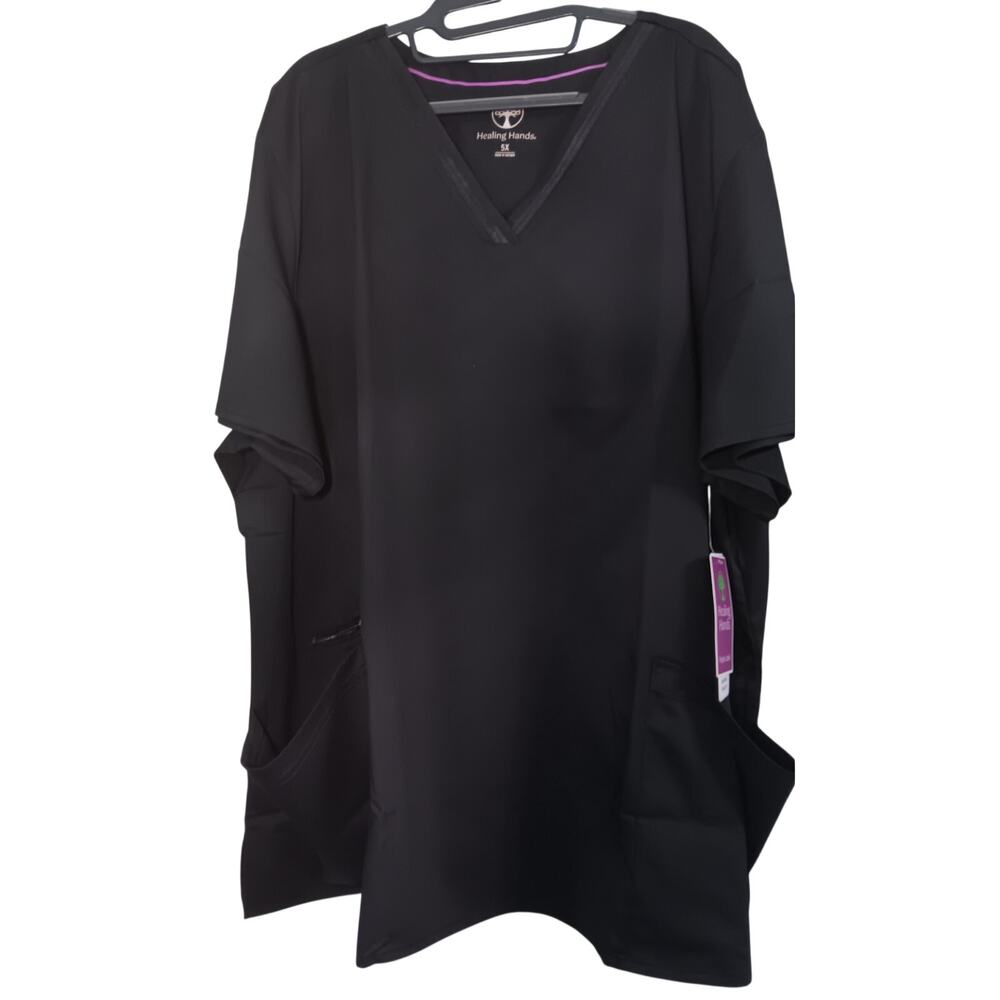 Healing Hands Purple Label Scrub Top V-Neck Womens 5X New w Tags Black Satin